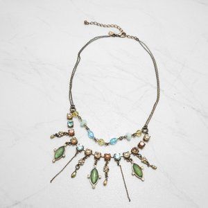 Brass Crystal Necklace A&C Double Layer Horse eye